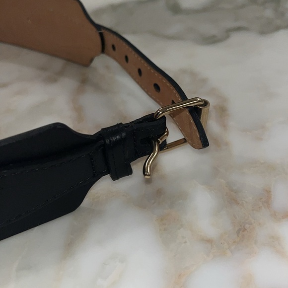 Maison Boinet Black Leather Belt 70/28mm single loop gold enclosure - Picture 2 of 7